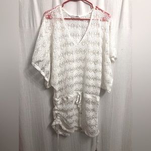 Paradise white knit cover up with front and side ties
